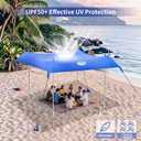 UMARDOO Family Beach Tent Canopy Sun Shade Portable 10×10FT, Large Wind Resistance Beach Sun Shelter Easy Setup with Packable Carry Bag for Outdoor Travel UPF 50+ (Blue), 10X10 FT. 4Poles
