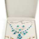 Jewelry Set Velvet Box Necklace Earring Ring Necklace Bracelet Gift Display Case Wedding Jewelry Storage Holder (Beige)