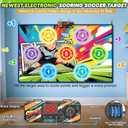 Electronic Scoring Soccer Toy Game Set for Kids with 5 Training Disc&2 Soft Balls,Indoor Outdoor Soccer Target Game Real-time Scoring 3 Modes Birthday Gifts for 3 4 5 6 7 8 9 10+ Years Old Boys Girls