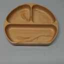 Bumkins Toddler and Baby Suction Plate, Silicone Divided Grip Dish for Babies and Kids, Baby Led Weaning, Children Feeding Supplies, Non Skid Sticky Bottom, Platinum Silicone, 6 Months Up, Woodgrain (F1 Woodgrain-GD)