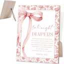 Baby Shower Games Late Night Diapers Sign, Pink Bow Baby Shower Table Decorations for Baby Shower and Gender Reveal Party, Reveal Party Supplies, Baby Shower Gifts, 6X8 Inch Wooden Sign with Stand-2