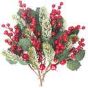 10 Pack Christmas Artificial Berry Twigs for Tree Decoration, DIY Red Berry Stems for Crafts Wreath Garland Ornaments Decor