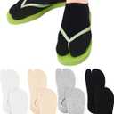 Sintege 4 Pairs Flip Flop Tabi Socks Set 2 Toe Low Cut Elastic Japanese Split Toe Ankle Crew Athletic Short Socks for Men Women Supplies