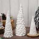 Set of 3 White Ceramic Christmas Trees That Light up Glitter LED Small Christmas Tree Porcelain Tabletop Light up Xmas Figurines Modern Decor Battery Operated for Home Indoor Xmas Gift Party