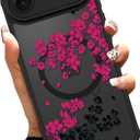 OOK Case for iPhone Air 6.5 Inch (Compatible with MagSafe) Floral Flowers Design Translucent Phone Cover Soft TPU + Hard PC Anti-Scratch Shockproof Magnetic Cute Case for Women - Hot Pink