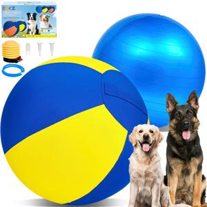 Herding Ball for Dogs-25 inch Jolly Ball for Dogs, Herding for Australian/German Shepherd, Collies, and All Herding Breeds, Improved Bite-Resistant, Reinforced Sewing Dog Toys-Yellow/Large