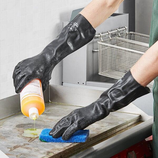 Showa 3415 14" Black Neoprene Rough Grip Glove - Medium - Pair - 12/Pack