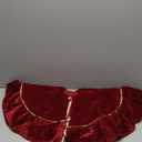 Vertintong Mini Christmas Tree Skirt Velvet Plush Tiny 30 Inch Dark Red Vintage Christmas Tree Skirts Luxury Miniature Farmhouse Xmas Decorations for Home Party Winter