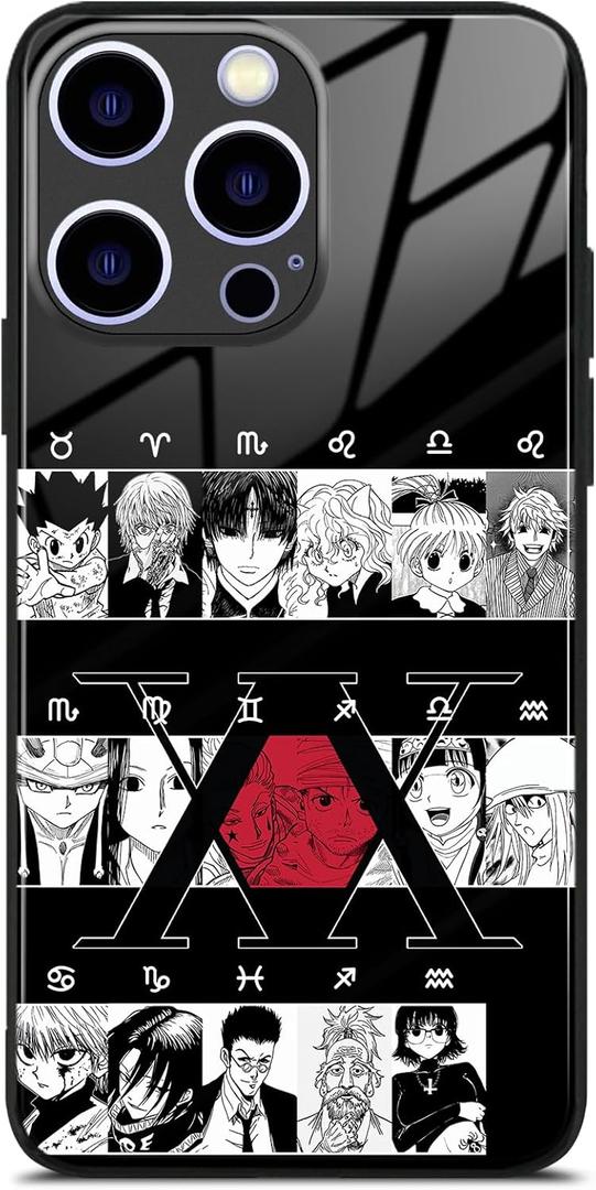 Classic Anime Manga 9H Tempered Glass Shockproof Case for iPhone 14 Pro Max