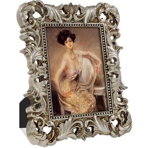 Silver Frames 5x7 Ornate Vintage Baroque Antique Picture Frame for Tabletop or Wall Display Wedding Photo with Glass Front