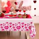 4 x Childom 2 Pcs Valentines Day Tablecloths for Valentines Day Decorations,54" x 108" Disposable Plastic Tablecloths,Rectangle Lip Table Cover for Party Decorations Mothers Day Anniversary Birthday