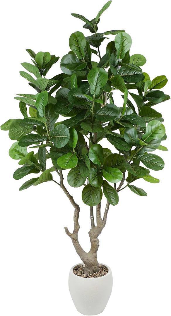 7.6 Feet Fiddle Leaf Fig Artificial Tree with Lush Leafy Foliage in Large Decorative Planter Faux Fake Plants for Home Office Decor Suitable for Indoor Outdoor Use