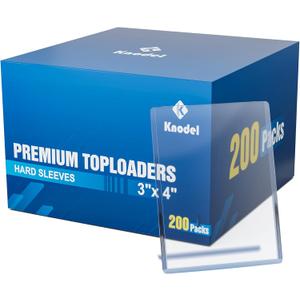 K KNODEL 3" x 4" Card Sleeves Top Loads for Cards, Hard Sleeve Baseball Card Protectors,Trading Card Sleeves Hard Plastic Fit for Baseball, Football Cards (200)