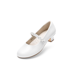 DREAM PAIRS Girls Dress Shoes Low Heels for Little Big Girl Mary Jane Shoes with Pearl Rhinestones Flower Girl Pumps Princess Wedding Party US 5