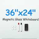 VUSIGN Glass Whiteboard 36" x 24" Magnetic Dry Erase for Office, School, Home, Frameless Mounting, Includes 4 Magnets, 2 Markers and 1 Erasers