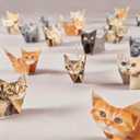 Vincofoo DIY Paper Cats Origami, Fun 3D Paper Dog & Cat Models Origami Paper Craft Kit, Cute Kitten Origami Papercraft Kit, Desk Decoration & DIY Art Gift for Cat Lovers(100PC Cats & Dogs) (2PC)