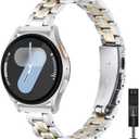 HAYONLIY Thin Band Compatible with Samsung Galaxy Watch 7/FE/6/5/4 40mm 44mm, 5 Pro 45mm, Watch 6/4 Classic 43mm 47mm 42mm 46mm, 20mm Stainless Steel Metal Replacement Wristband Strap for Women Men