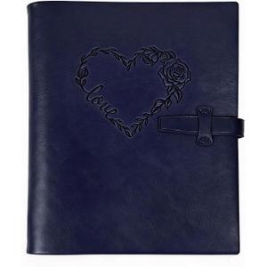 Photo Album 4x6 120 Pictures,Blue PU Leather Photo Albums with Writing Space with 30 Writing Paper, Wedding Baby Family Travel Kids Personalized Picture Album Scrapbook Album(Heart)