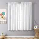 Chyhomenyc White Curtains 63 Inch Length 2 Panels, Faux Linen Textured Semi Light Filtering Soft Airy Rod Pocket Window Treatment Drapes for Living Room Bedroom, 40Wx63L Inch, Set of 2