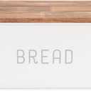 Nat & Jules Matte White 12 x 7 Metal Enamel Rubber Wood Lidded Bread Box