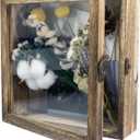 GraduationMall 8x8 Shadow Box Frame Solid Wood Glass Door Display Case with Linen Back and 6 Stick Pins,1.5 inches Interior Depth,Ideal for Memorabilia Pictures Flowers Medals Tickets