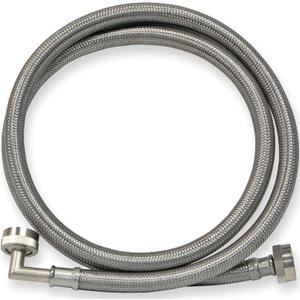 Eastman 6 ft Washing Machine Hose Connector with Elbow, 3/4 in FHT x 3/4 in FHT, Braided Stainless Steel, 48375 (Silver)