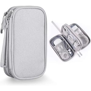 Bevegekos Electronics Accessories Organizer Pouch Bag, Designed for Power Adapter/Charger/Cables/Mouse, for Travel (Light Grey)