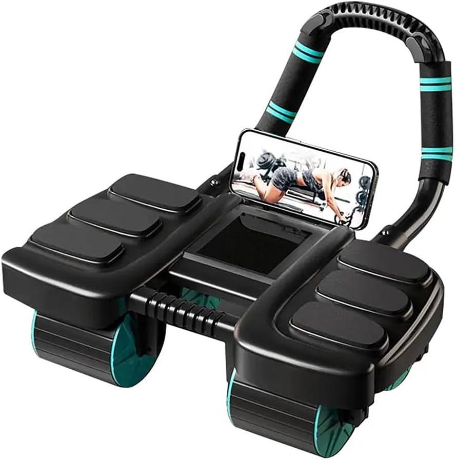 2025 New Automatic Rebound Ab Roller Wheel with Elbow Support & 4-Wheel Design - Core Exercise Equipment for Home Gym, Abdominal Workout Machine for Men/Women, Belly Fat Burner,Portable Fitness Roller Wheel (Black)