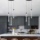 3 Lights Crystal Pendant Lights for Kitchen Island Mini Chandelier Adjustable Hanging Ceiling Light fixtures LED Dimmable Pendant Lighting for Dining Room Hallway (Black)