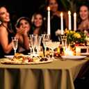 54IN X 320FT Plastic Table Cover Roll with Cutter Box, Cut to Size Plastic Table Cloths for Parties, Birthday, Disposable Tablecloth Roll for All Shape Tables (Gold, 54 Inch X 320 Feet)