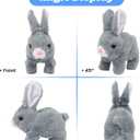 Hopearl Hopping Rabbit Interactive Electronic Pet Plush Bunny Toy with Sounds and Movements Animated Walking Wiggle Ears Twitch Nose Gifts for Toddlers Birthday, Gray, 7''