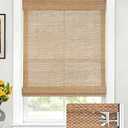 LazBlinds No Drill Bamboo Roman Shades, 34" W x 48" H, Star-Brown