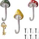 3 Pcs Mushroom Wall Hooks Decorative Iron Mushroom Shaped Hanging Hooks Wall Mounted Coat Towel Bags Hanger Key Holder for Home Bathroom Kitchen 