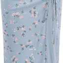 Verdusa Women's Floral High Waist Side Slit Maxi Skirt Mesh Drawstring Bodycon Ruffle Hem Long Skirt (XL)