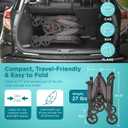 Contours Curve 360 Lightweight Double Baby Stroller Wagon for 2 Kids, Fits Infant Car Seats, Ultra Maneuverable, Easy in and Out for Toddlers with Deep Footwell, Storage Pockets and Adjustable Handle