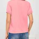 Womens Ruffle Short Sleeve T Shirts Summer Tops Trendy 2026 Dressy Casual Blouses Crew Neck Loose Basic Tees (L)
