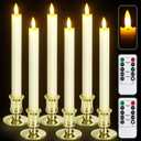 6 Pack Flameless LED Taper Candles With 2 Remotes, Fake Candles With Holders, Battery Operated Pillar 3D Flame Real Wax for Home Decor, Wedding, Table, Festival, Halloween, Christmas