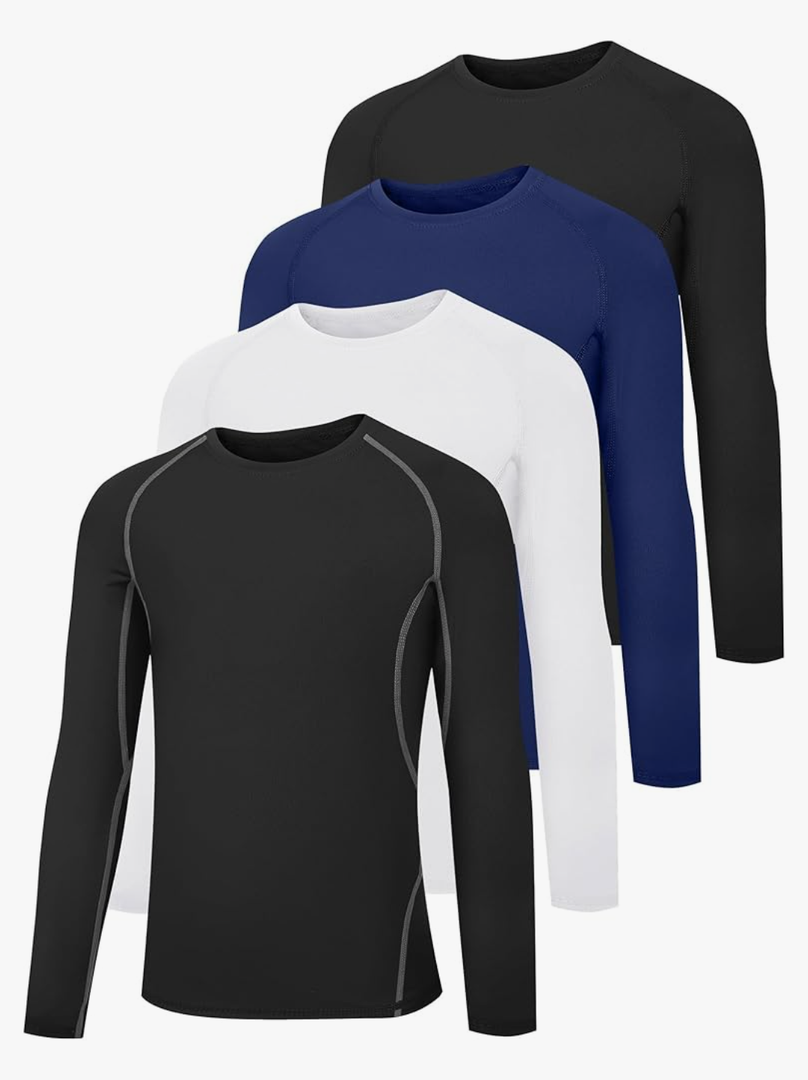 HOPLYNN 4 Pack Youth Boy’s Compression Pants Leggings Tights Athletic Base Layer Under Pants Gear for Football Sports S