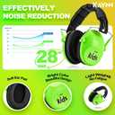 KAYNN Kids Hearing Protection - 28dB Noise Reduction Earmuffs - ANSI Certified Sensory Friendly Headphones for Monster Jam, Concerts, Fireworks, Autism, Travel & School, Ages 3-16, Green