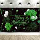 Happy Birthday Backdrop Banner Sign Poster Large Fabric Glitter Balloon Fireworks Sign Photo Backdrop Background for Birthday Party Decoration Supplies, 72.8 x 43.3in(Green)