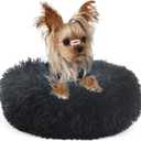 Black Dog Bed Extra Small Washable,Calming Dog Bed Princess for Small Dogs 15 inches Donut Soft Small Pet Bed,Anti Anxiety Round Fits up to 5 lbs Warm Comfort Pets Beds for Puppy Dogs Indoor