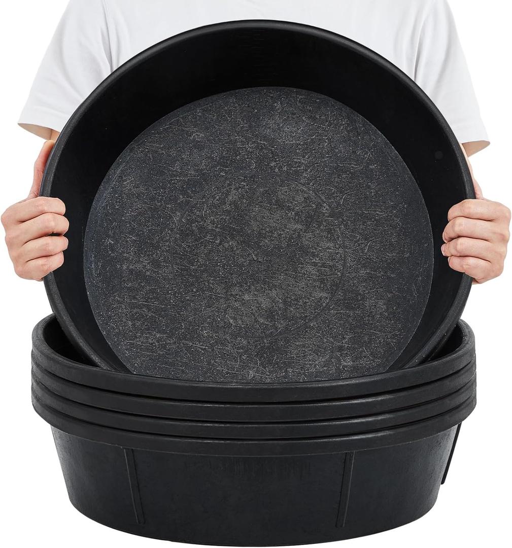 Sadnyy 5 Pcs 3 Gallon/ 12 Quart Rubber Feeder Pan, Rubber Feed Pan Utility Horse Feed Bucket Dog Bowl Horse Feeder for Cats Dogs Goats Chicken Dust Bath Container Animal Feeding, 10.6 x 4.1 Inch