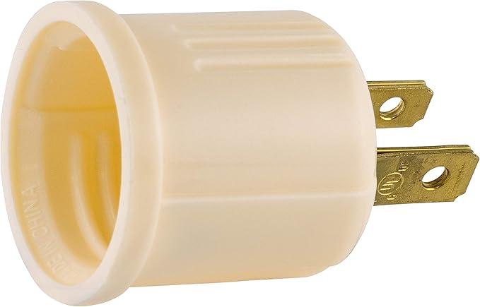 Power Gear Polarized Socket Adapter, 1 Pack, Convert Outlets to Lamp Sockets, Perfect for Workshop, Garage or Utility Room, Polarized Plug, UL Listed, Light Almond, 54607