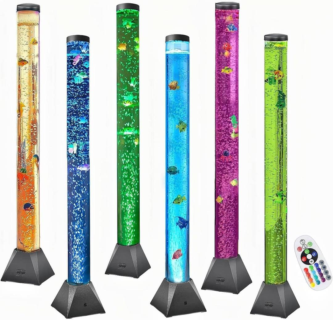CALOVER 4FT Sensory Fish Bubble Tube Lamp – Soothing Aquarium Night Light for Calming Autism & ADHD, Stress Relief for Kids, Adults, Relaxing Home Décor