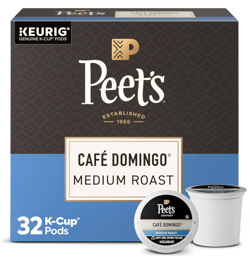 Peet's Coffee, Medium Roast Single Serve Coffee Pods, 100% Arabica Coffee - Café Domingo 32 Count (1 Box of 32 Pods)