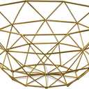 IBWell Geometric Metal Wire Fruit Bowl, Iron Arts Fruit Storage Baskets (Gold, Large)