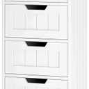 FOTOSOK Bathroom Cabinet, Bathroom Storage Cabinet with 5 Drawers, Wooden Storage Cabinets with Cut-Out Handles, 11.8 x 15.7 x 40.1 Bathrooms Floor Cabinets for Hallway/Living Room, White