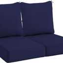 Sundale Outdoor Olefin Deep Seat Cushion Set of 2, Patio Chair Cushion and Pillow, Water-Resistant Sectional Sofa Pad with Straps Dark Blue, 23 x 26 x 6 Inches