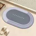 Rubber Bath mats Quick-Drying Non-Slip Bathroom mat Super Absorbent Bath mat Instant Dry Bath mat, Bathroom Rug in Front of The Kitchen Sink, Shower Room, Bathtub, Oval(Grey+16.9x26.7in)