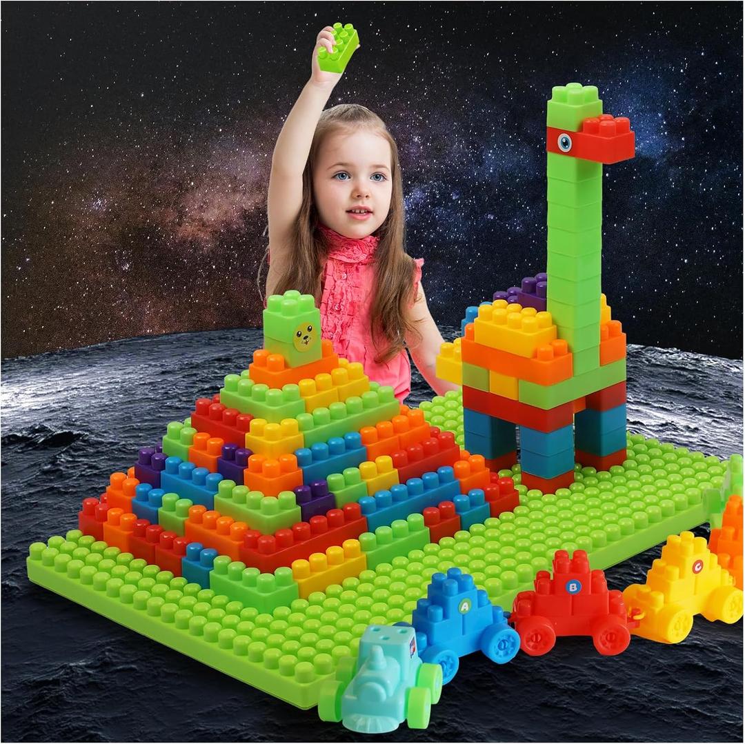 2025 Latest 177 PCS Large Building Blocks for Toddlers Ages 3+, Big Bricks Set with Baseplate, STEM Educational Toys for Kids, Compatible Style 2board+177psc (177psc+2board)